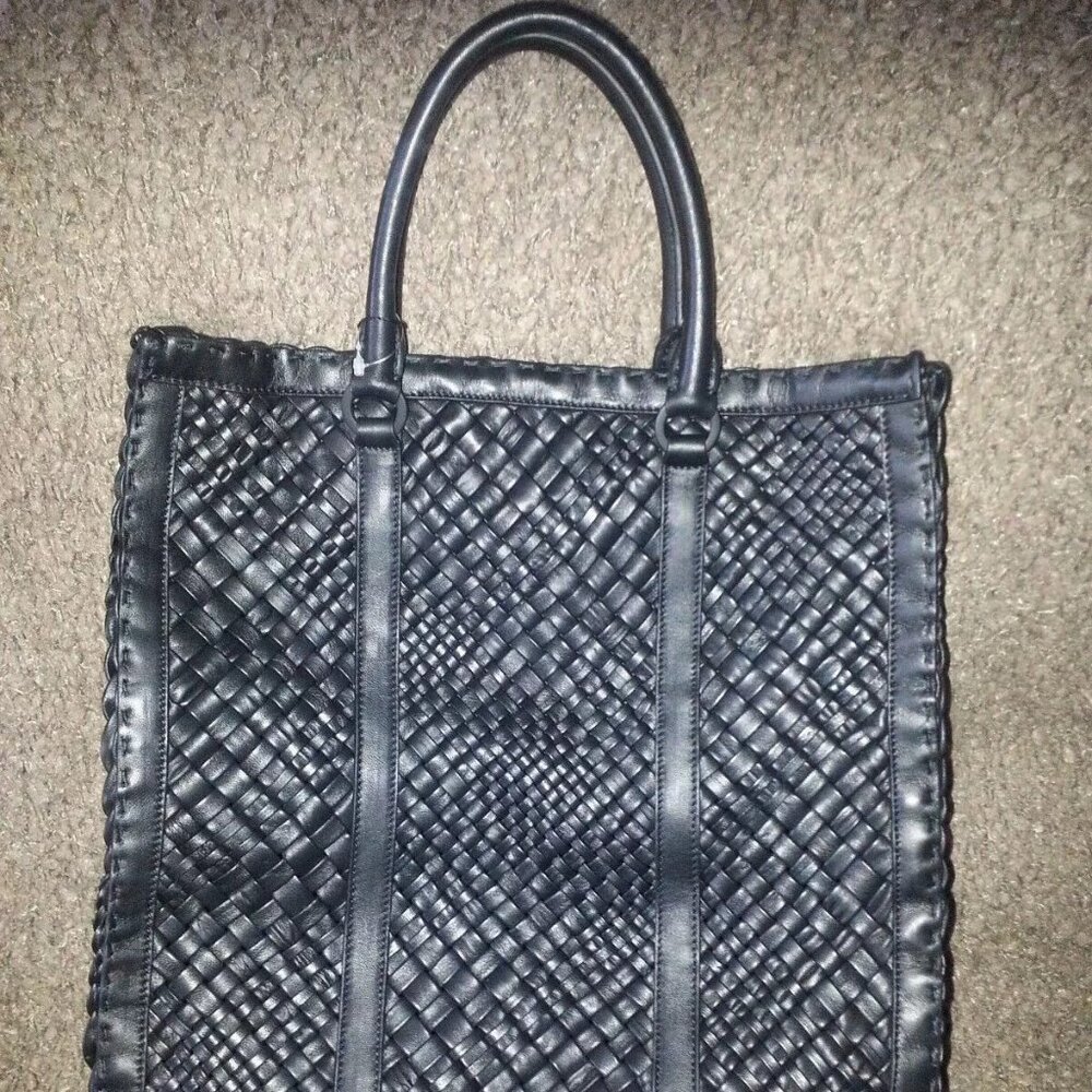 FALOR Falorni La Borse ITALY Hand Woven Black F2150 Leather Tote-RARE MODEL-NWT